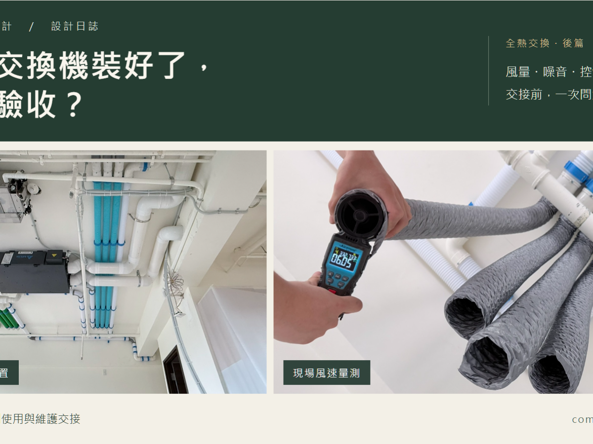 全熱交換機後篇封面：設備與管線配置、現場風速量測拼圖